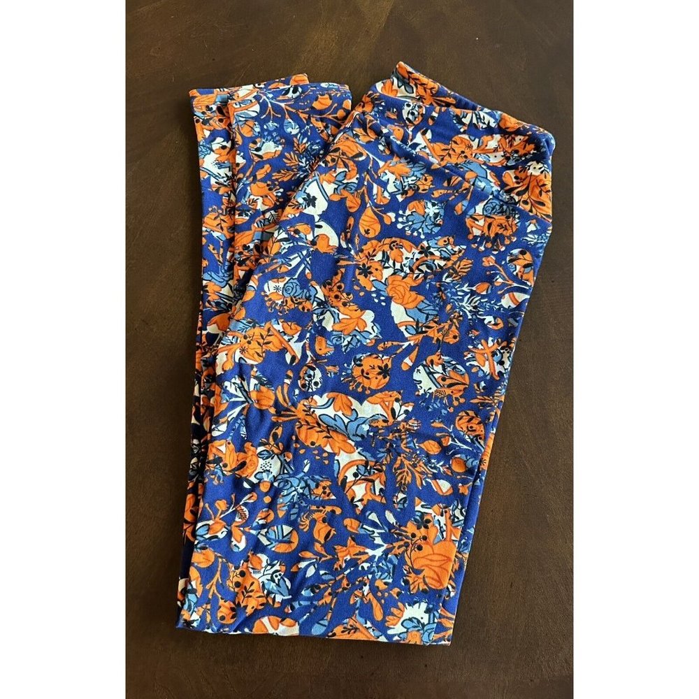 NEW LulaRoe TC Leggings, Navy‎ Orange, Tall & Curvy